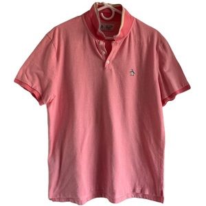 Original Penguin Polo Short Sleeve Stripe Pink XL Slim Fit Preppy Plazacore Golf